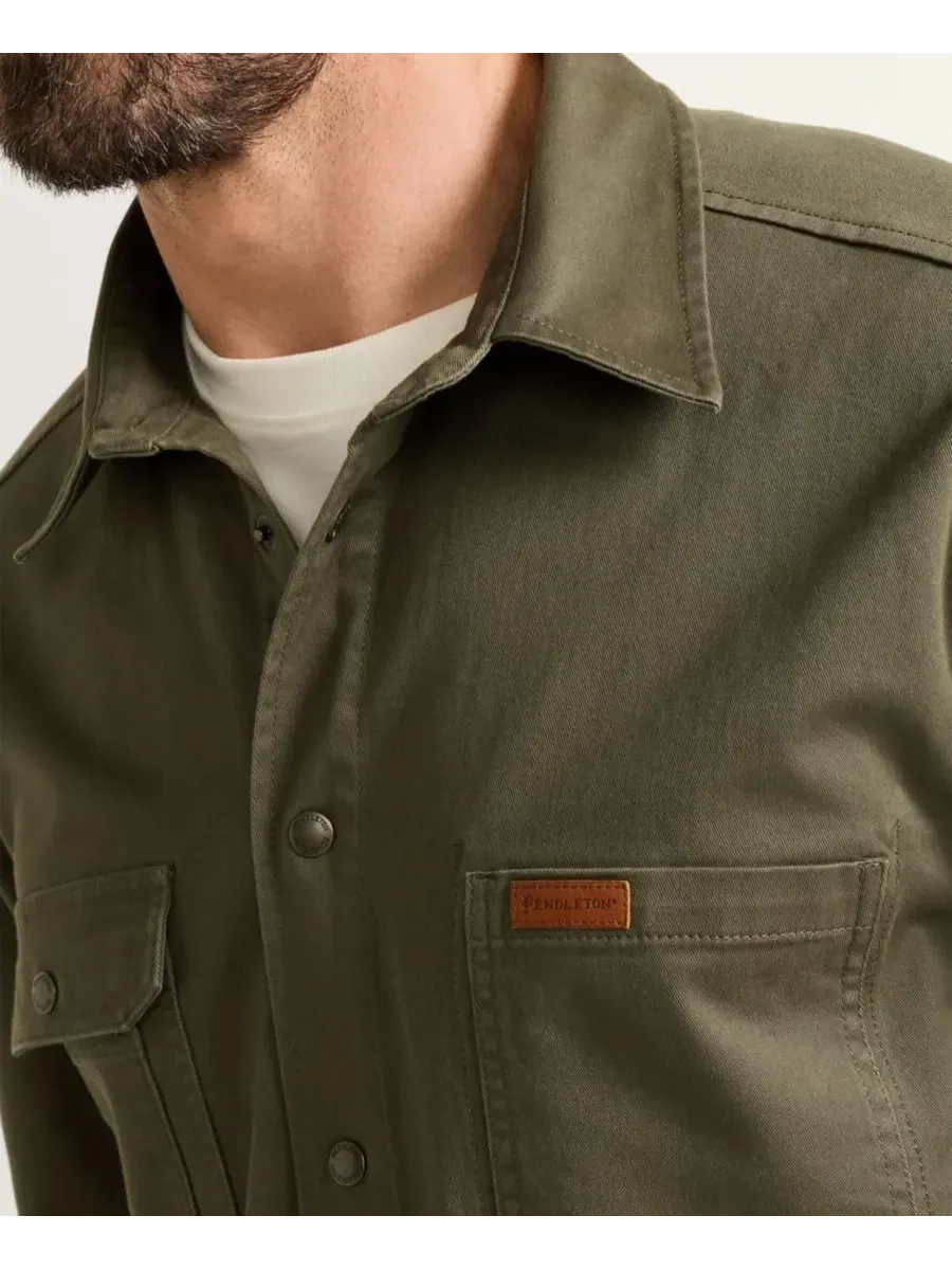 Мужская рабочая рубашка с длинными рукавами из саржи Pendleton — изображение 3 из 4, зеленый