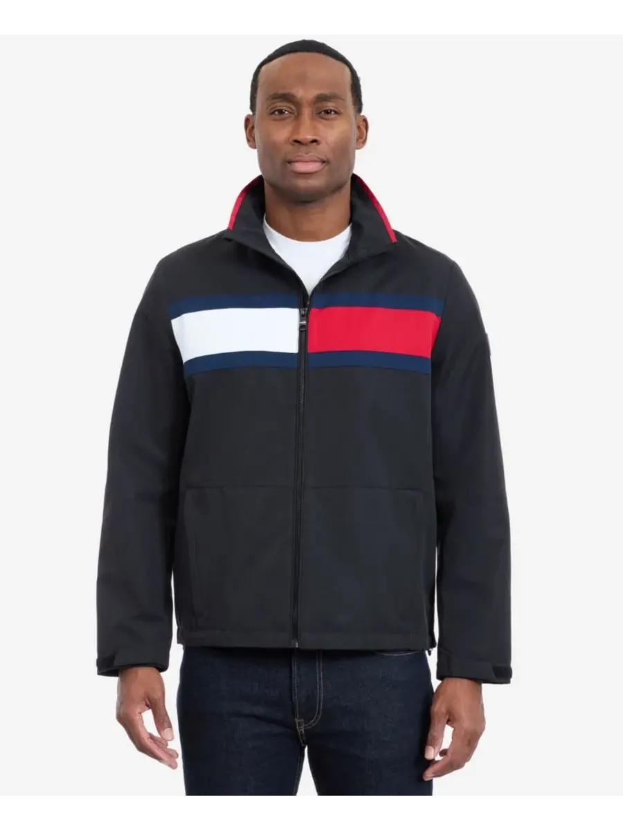 Tommy Hilfiger Мужская куртка с длинными рукавами и логотипом в парусиновом стиле