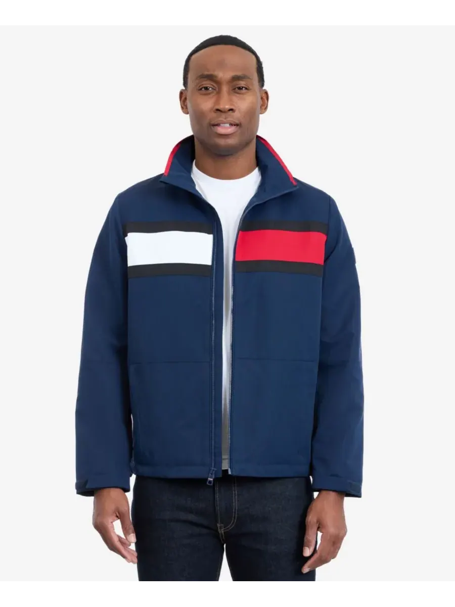 Tommy Hilfiger Мужская куртка с длинными рукавами и логотипом в парусиновом стиле