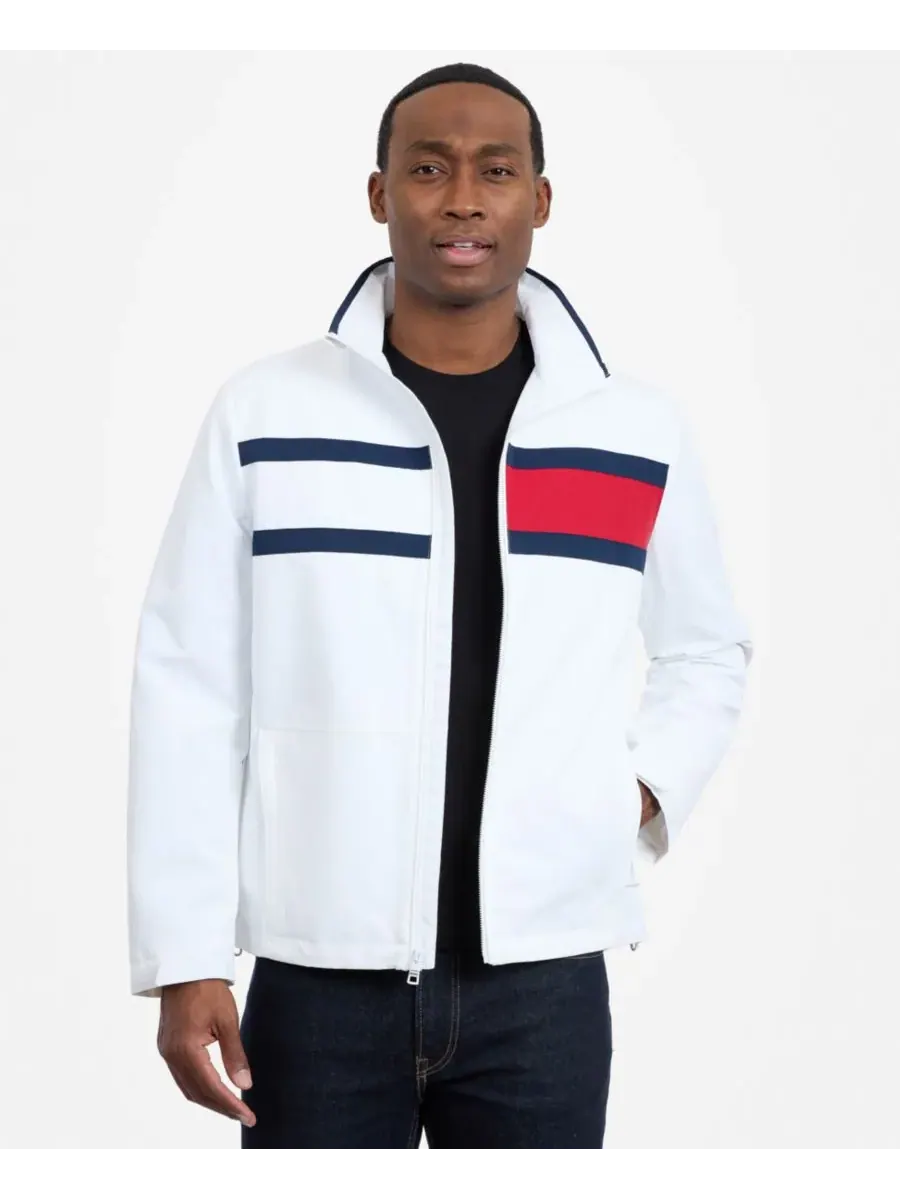 Tommy Hilfiger Мужская куртка с длинными рукавами и логотипом в парусиновом стиле