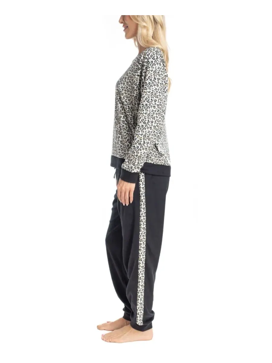 Комплект пижамы с принтом, модель Petite Likely to Lounge PJ Set MUK LUKS — изображение 3 из 3, черный
