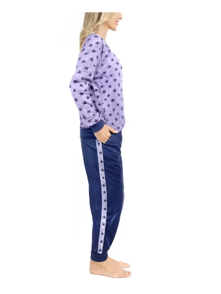 Женский комплект пижамы из флиса с принтом, модель Petite Likely to Lounge PJ Set MUK LUKS — изображение 1 из 1, фиолетовый
