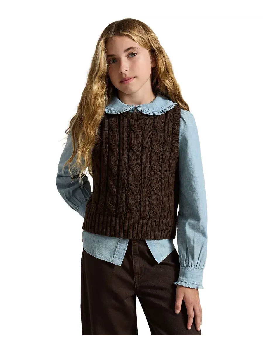 Жилет свитер из хлопка с косами Polo Ralph Lauren