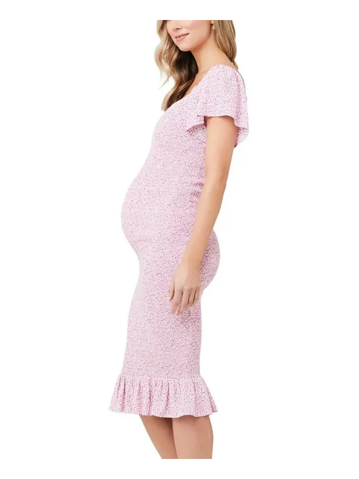 Платье с присборкой для кормящих мам Selma Ripe Maternity — изображение 2 из 3, розовый