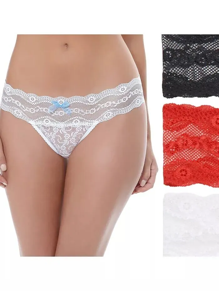 Женские 3 шт. Нижнее белье кружевные стринги Kiss 970582 b.tempt'd — красный