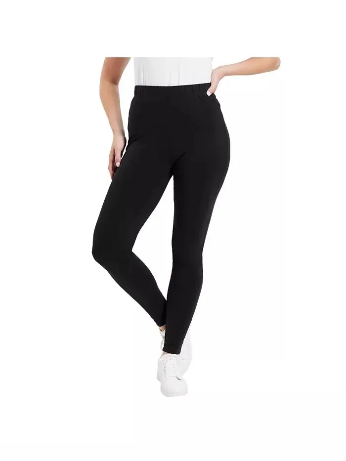 Женские леггинсы до щиколотки классического размера Plus Size June + Vie — изображение 1 из 2, черный