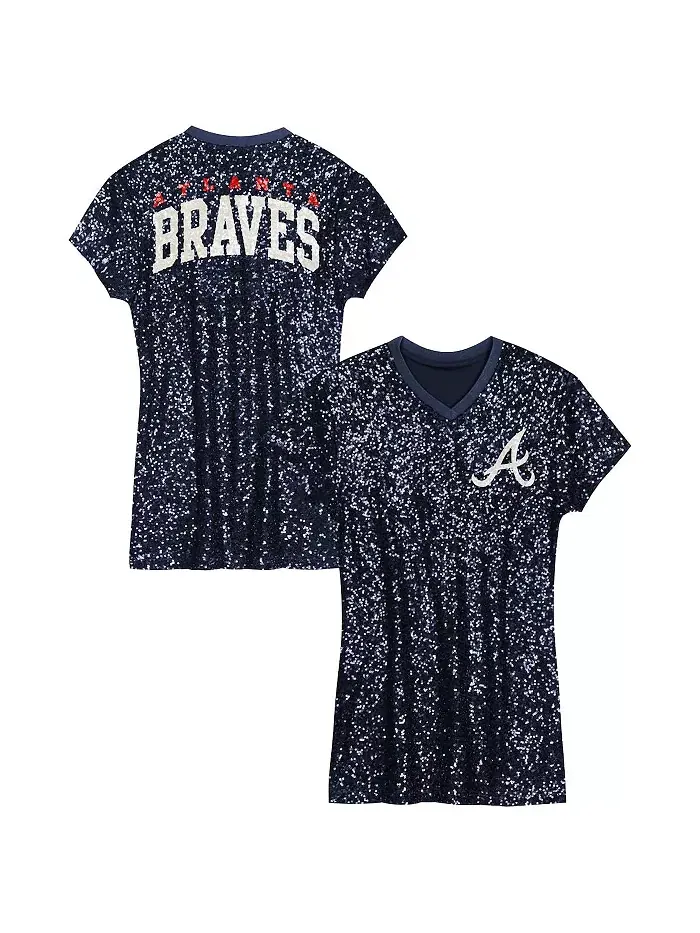 Платье с V-образным вырезом и пайетками Atlanta Braves для девочек постарше