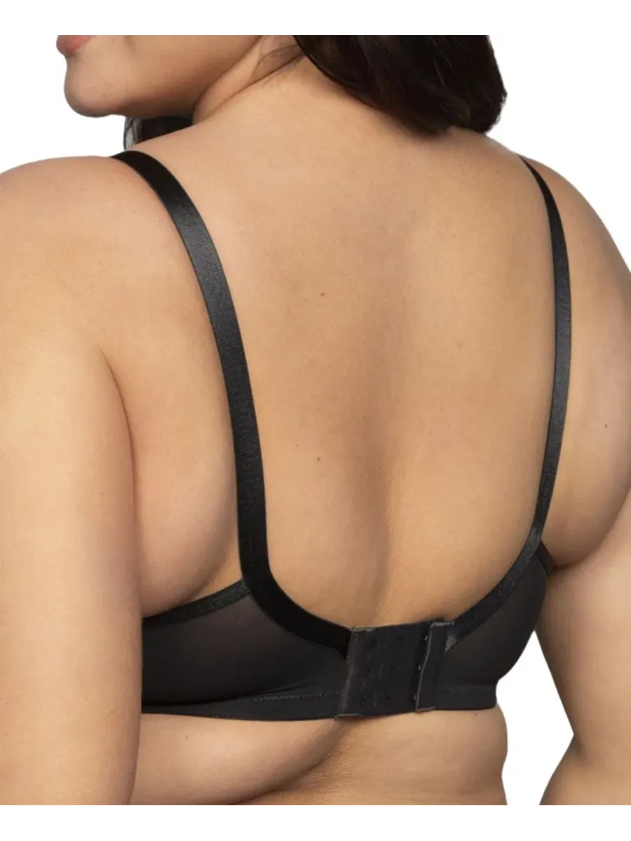 Бюстгальтер без поролона с кружевным узором Sheer Whisper Curvy Couture — изображение 2 из 4, оникс