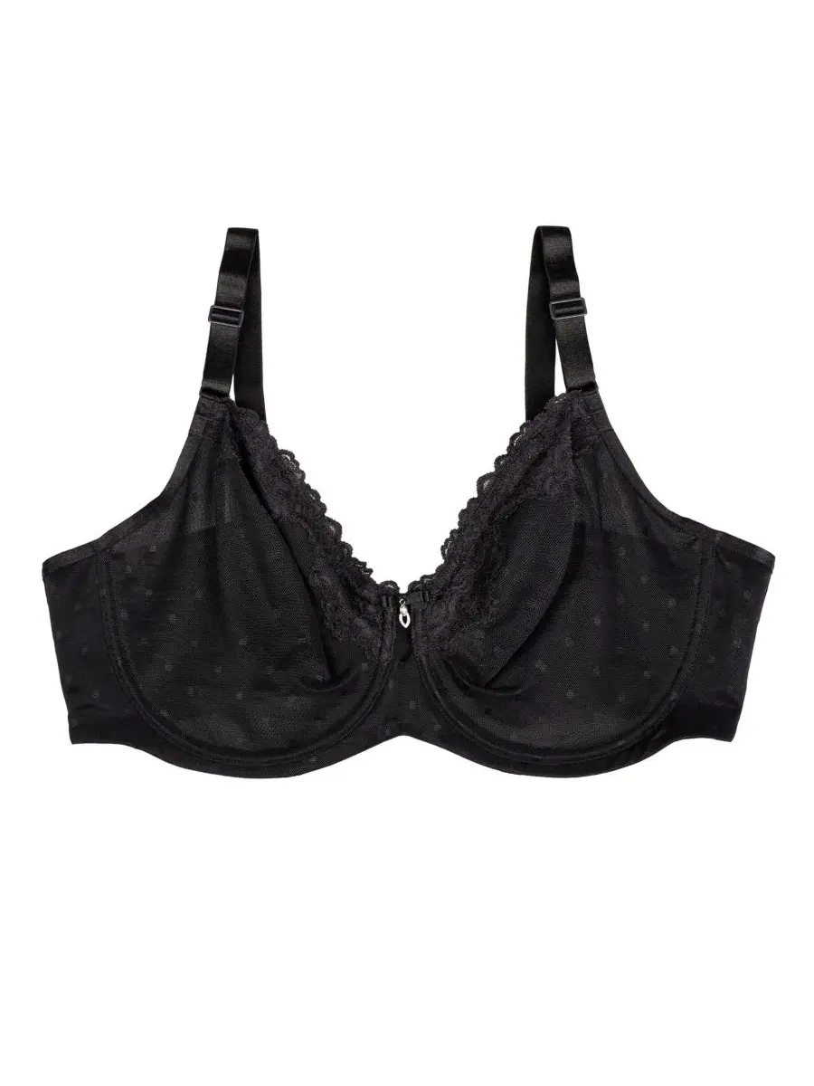 Бюстгальтер без поролона с кружевным узором Sheer Whisper Curvy Couture — изображение 4 из 4, оникс