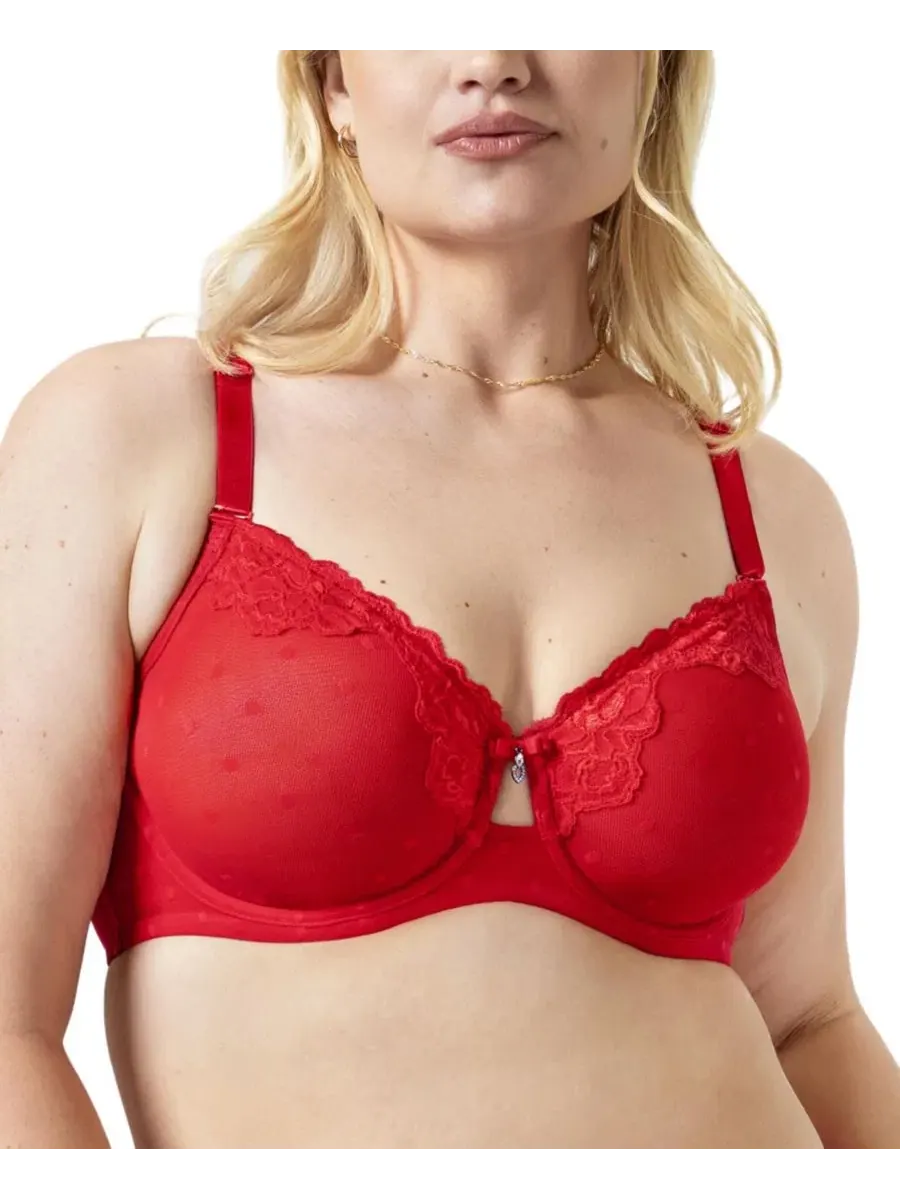 Бюстгальтер с мягкой чашкой без поролона Sheer Whisper Unlined Underwire Bra Curvy Couture — изображение 1 из 4, красный