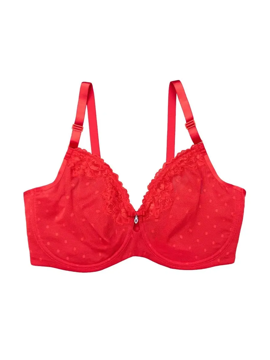 Бюстгальтер с мягкой чашкой без поролона Sheer Whisper Unlined Underwire Bra Curvy Couture — изображение 4 из 4, красный