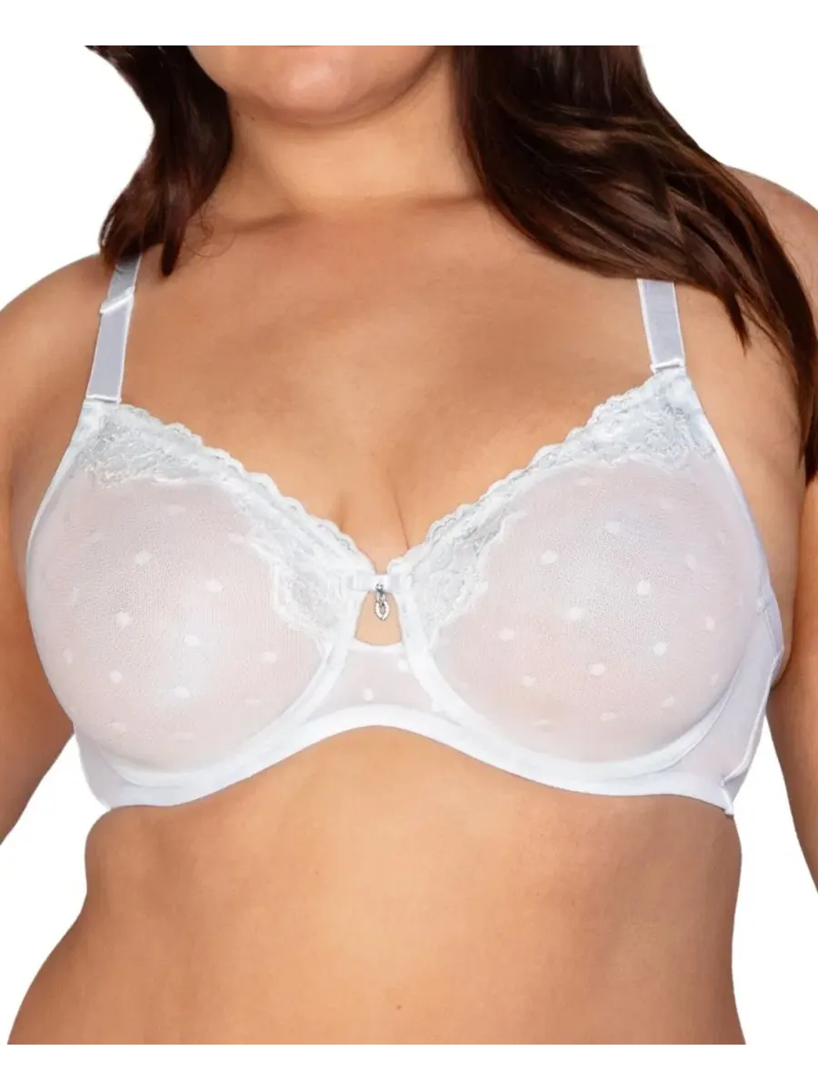 Женский бюстгальтер без поролона с кружевным узором Sheer Whisper Curvy Couture — серебристый