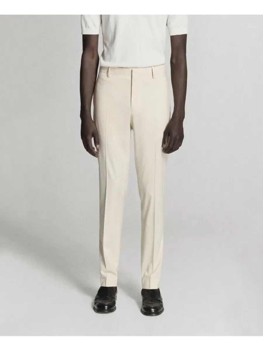 Брюки классические мужские slim-fit с защипами MANGO — изображение 2 из 7, экру