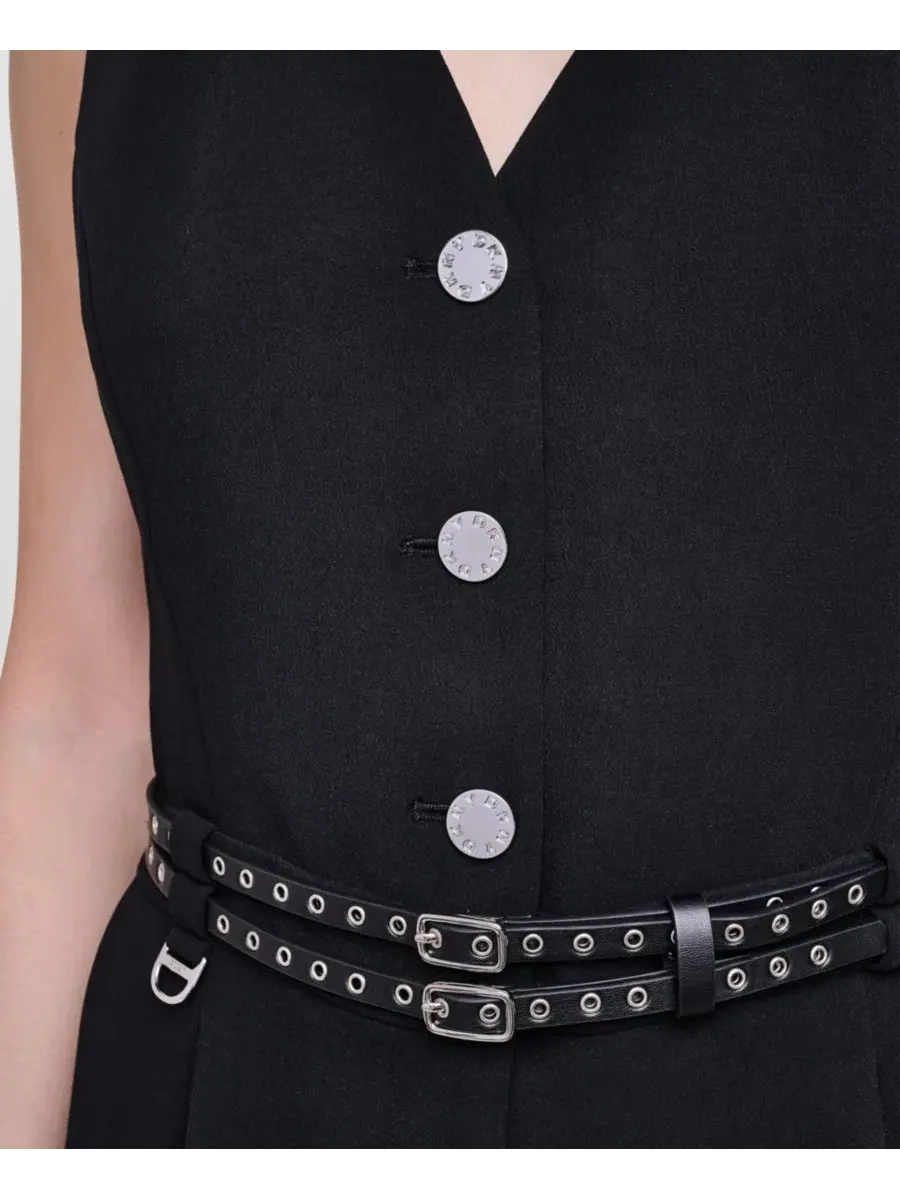 Комбинезон без рукавов с поясом Textured Belted DKNY — изображение 4 из 5, черный