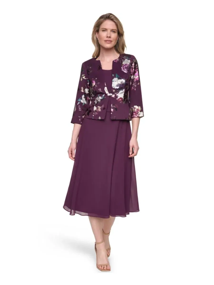 Комплект из платья без рукавов и жакета с пайетками, модель Removable Jacket & Sleeveless Dress — фиолетовый