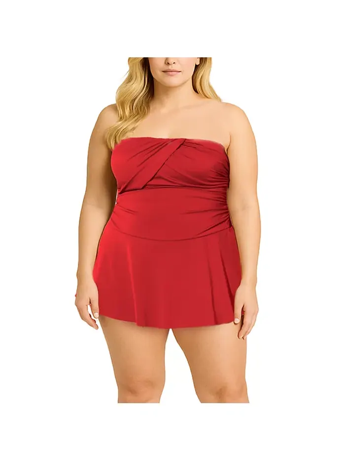 Женский купальник-бандо с юбкой-рюшами Swimsuits for All — изображение 2 из 2, гренадин