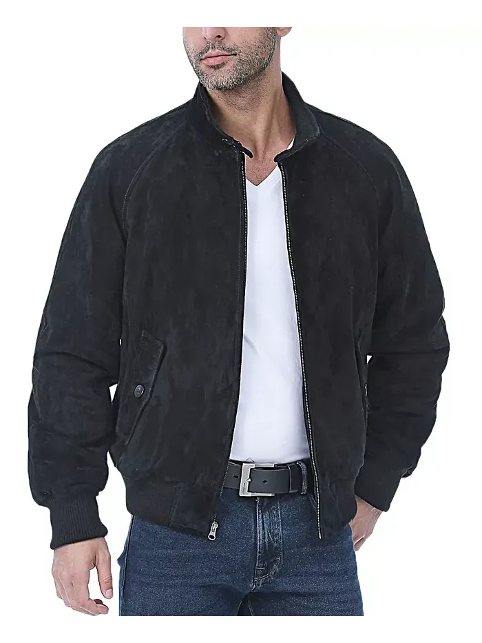 Мужская кожаная куртка-бомбер из замши WWII Landing Leathers