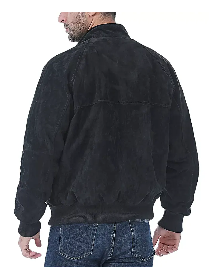 Мужская кожаная куртка-бомбер из замши WWII Landing Leathers — изображение 3 из 3, черный