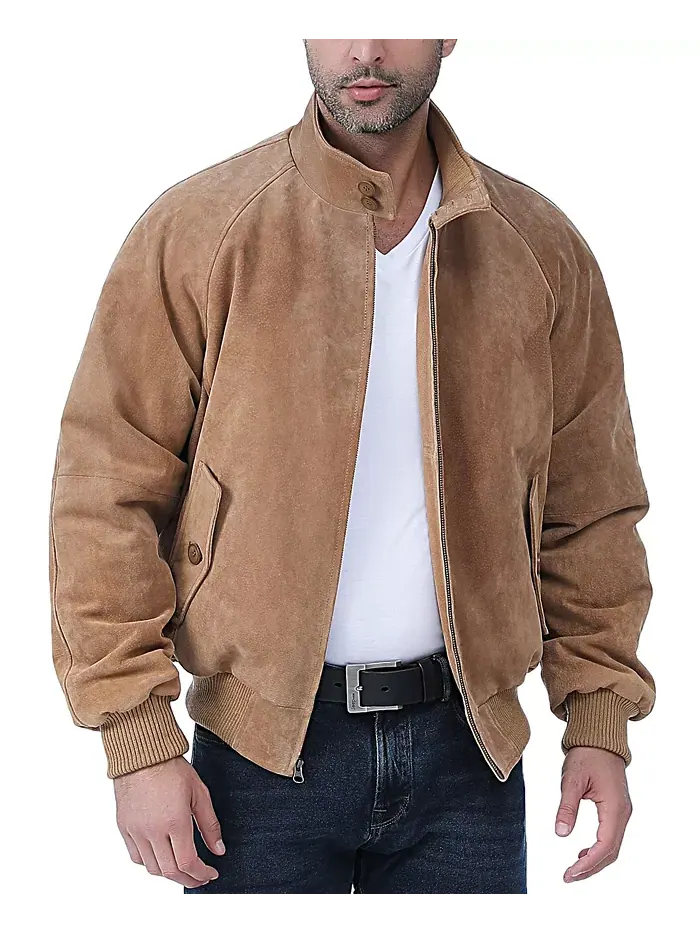 Мужская кожаная куртка-бомбер из замши WWII Landing Leathers