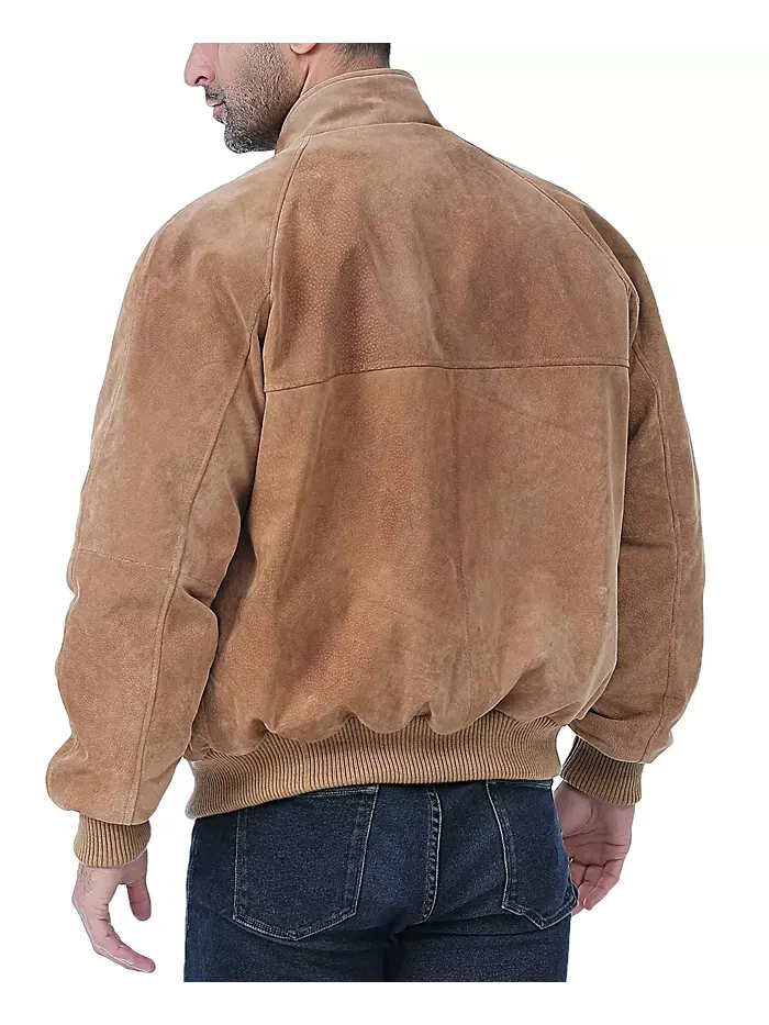Мужская кожаная куртка-бомбер из замши WWII Landing Leathers — изображение 3 из 3, верблюжий
