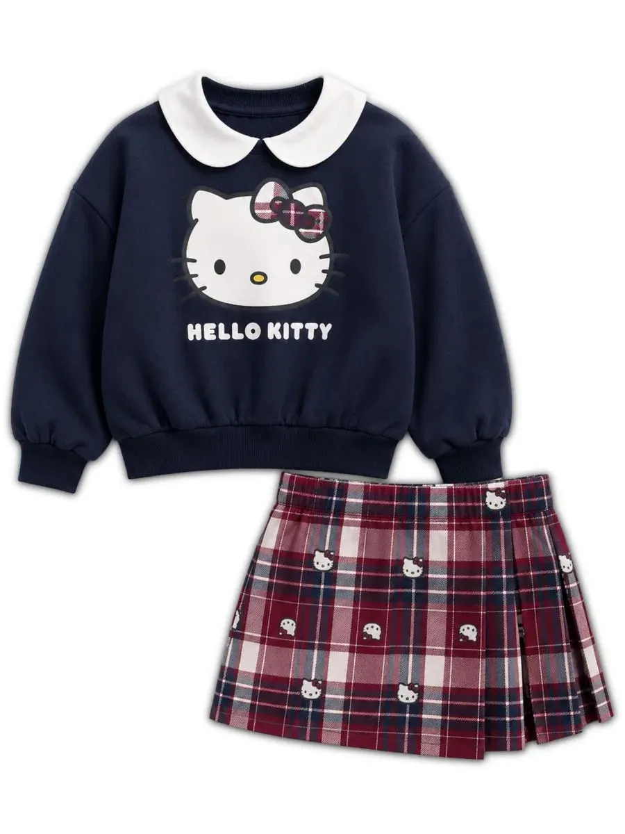 Комплект из свитшота и юбки-шорт с принтом Hello Kitty, Peter Pan Collar Hello Kitty — синий