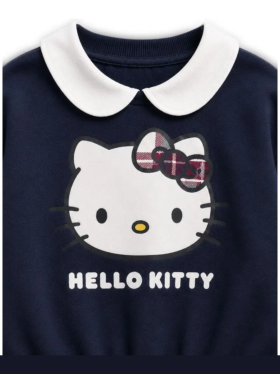 Комплект из свитшота и юбки-шорт с принтом Hello Kitty, Peter Pan Collar Hello Kitty — изображение 3 из 4, темно-синий
