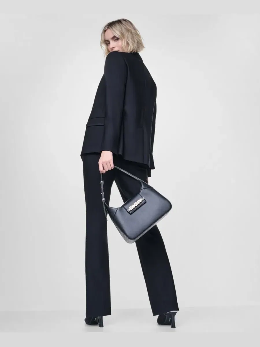 Женский блейзер из техноткани с длинным рукавом, на одной пуговице DKNY — изображение 10 из 12, черный