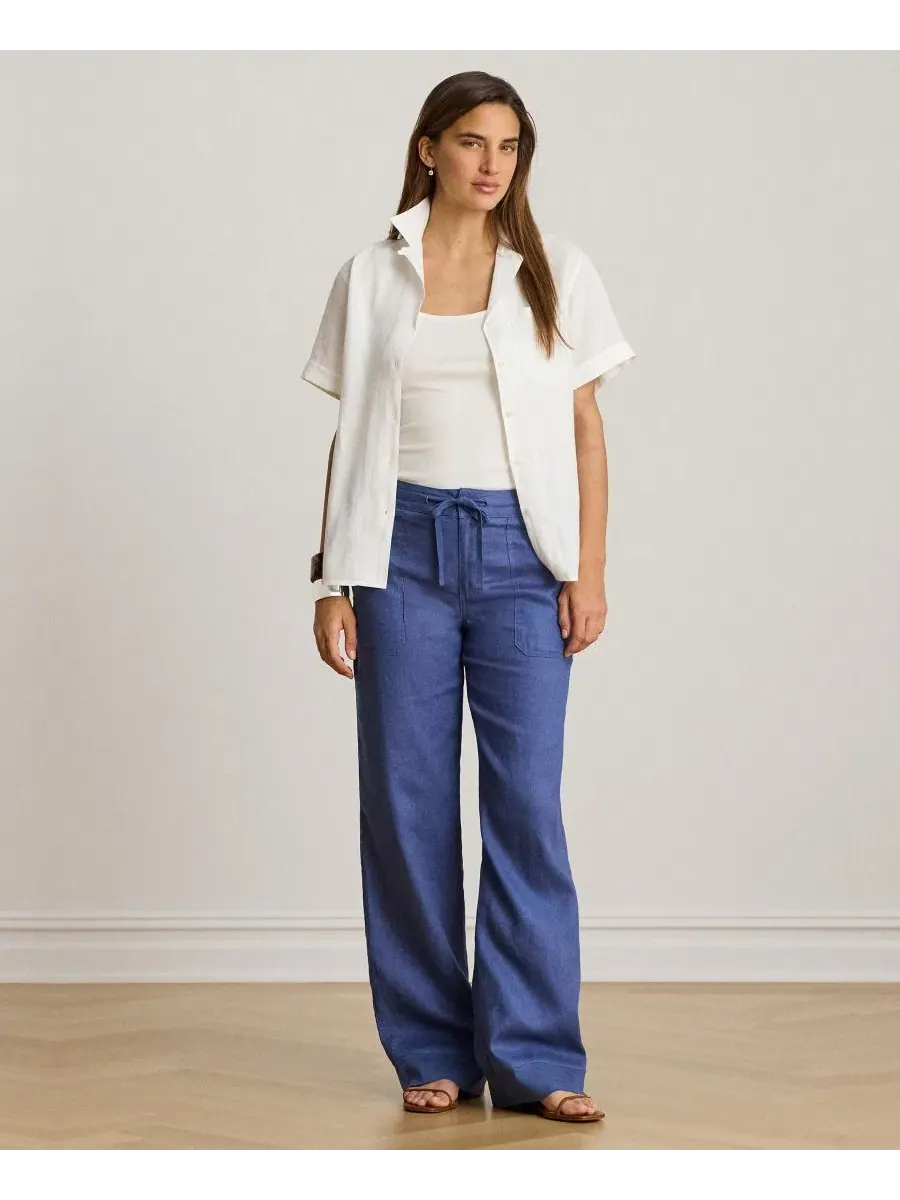 Рубашка из льна с коротким рукавом Lauren Ralph Lauren — изображение 2 из 6, белый