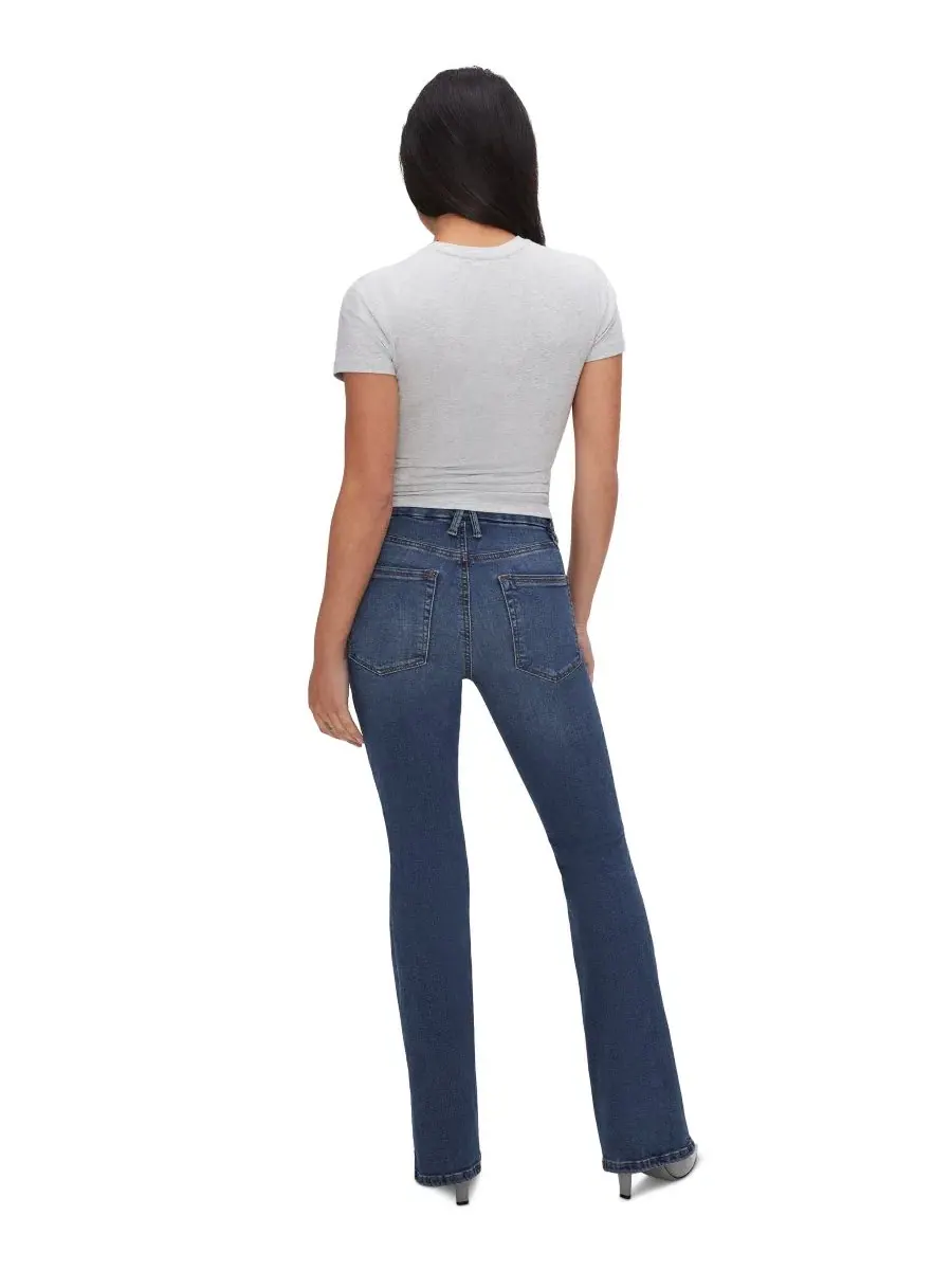 Джинсы с заниженной талией и расклешенным кроем Petite Mid-Rise Flare Jeans Good American — изображение 4 из 4, синий
