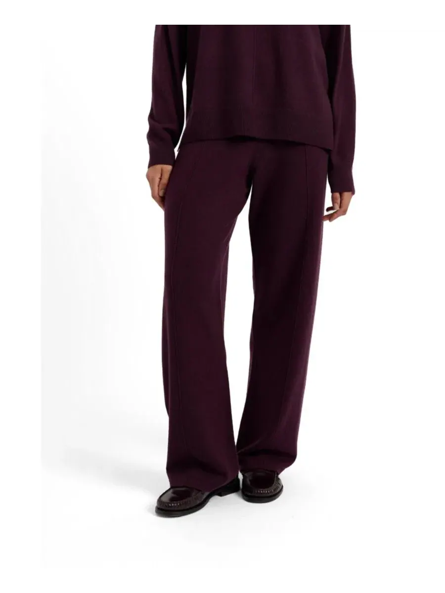 Штаны широкие из шерсти и кашемира с поясом Chinti & Parker — изображение 2 из 3, баклажан