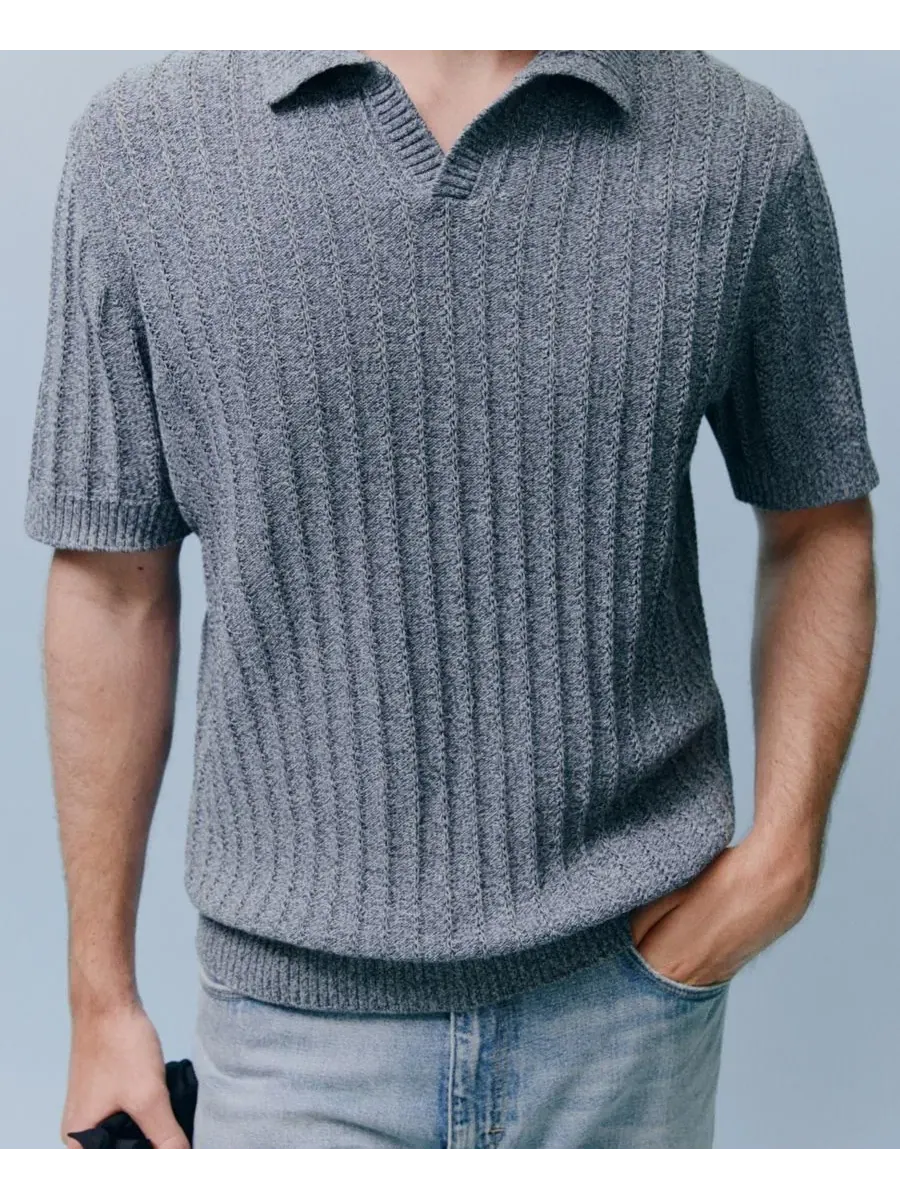 Мужская рубашка-поло из хлопка, свободного кроя, с коротким рукавом, модель Cotton Fine-Knit Polo — изображение 6 из 8