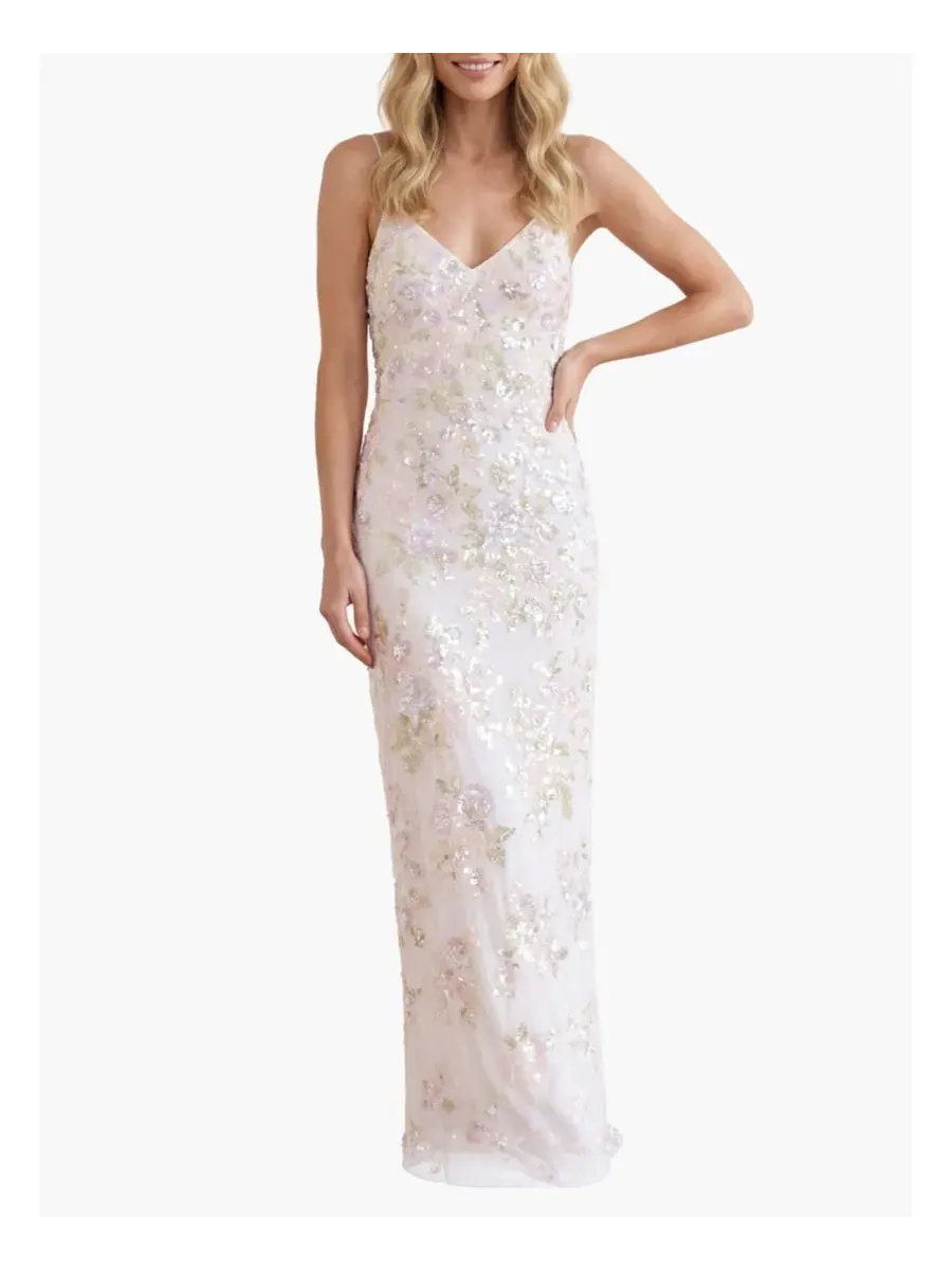 Платье-комбинация с пайетками Sequin Paradise Georgette Cami Gown Needle & Thread — мульти