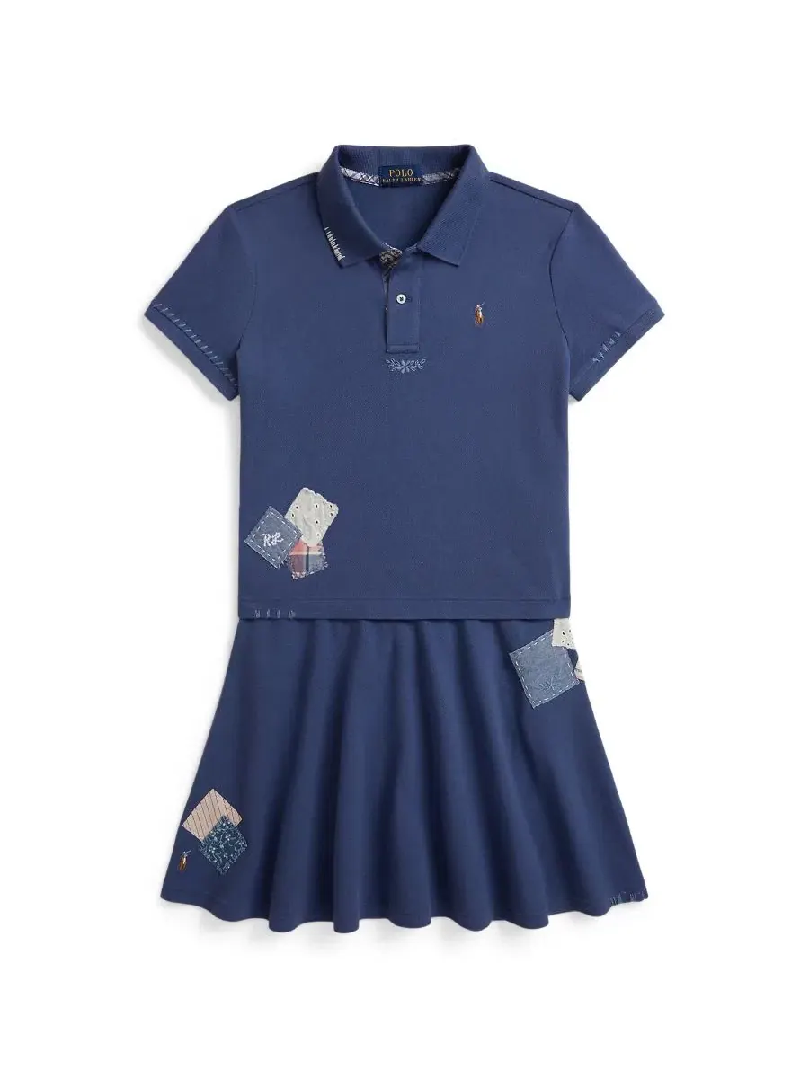 Комплект из поло и юбки с коротким рукавом Polo Ralph Lauren — изображение 4 из 6, синий