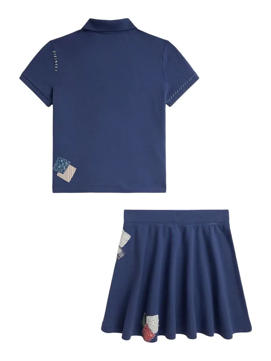 Комплект из поло и юбки с коротким рукавом Polo Ralph Lauren — изображение 5 из 6, синий