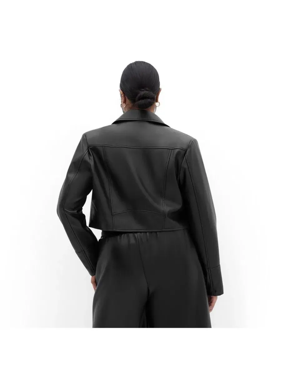 Куртка из экокожи Amira Faux Leather Jacket CITY CHIC — изображение 2 из 5, черный