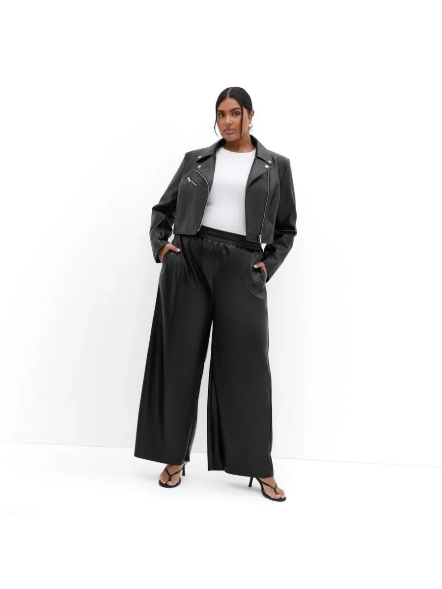 Куртка из экокожи Amira Faux Leather Jacket CITY CHIC — изображение 3 из 5, черный