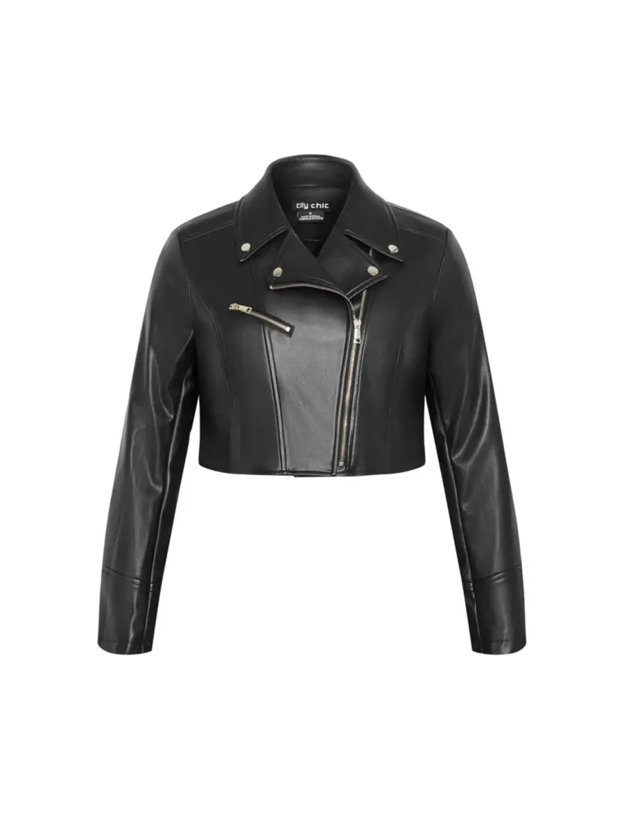 Куртка из экокожи Amira Faux Leather Jacket CITY CHIC — изображение 4 из 5, черный
