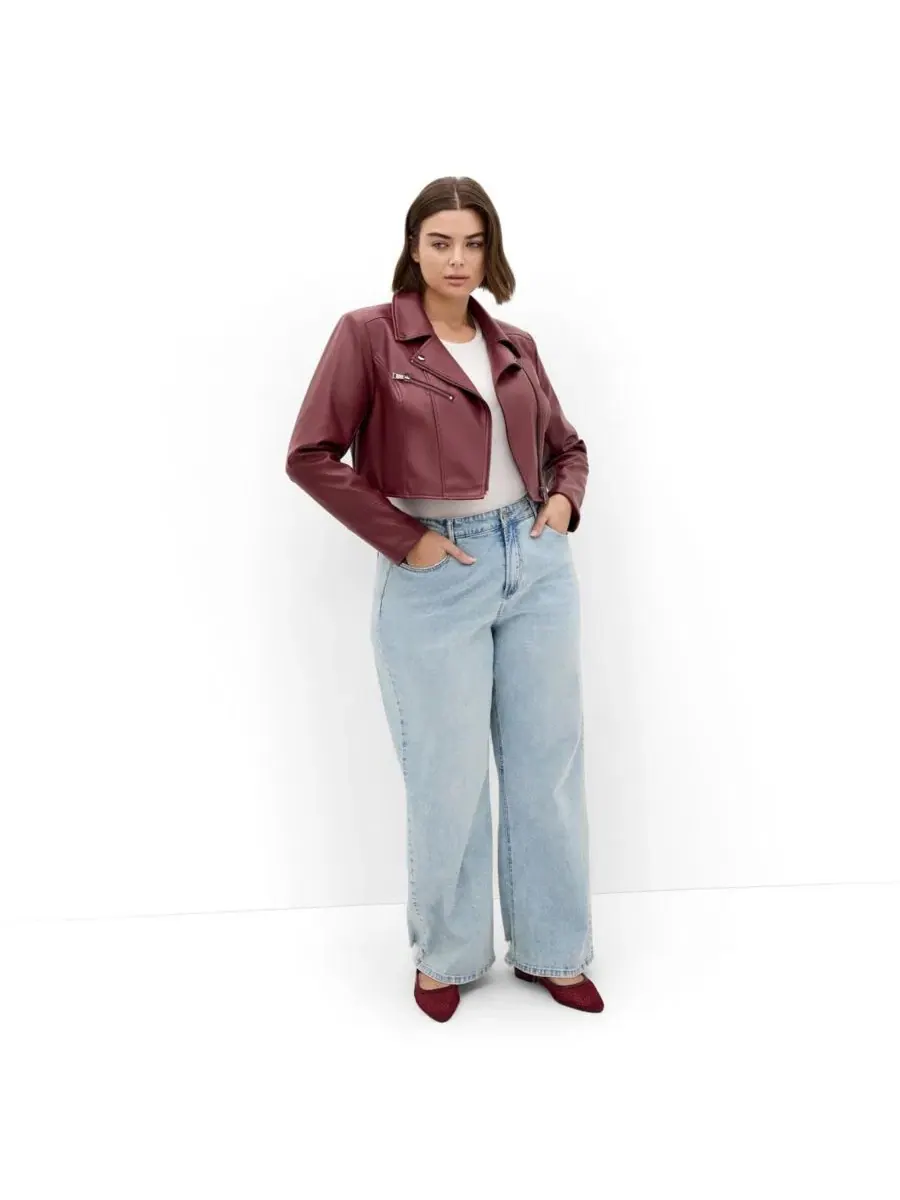Куртка из искусственной кожи Amira Faux Leather Jacket CITY CHIC — изображение 3 из 5, вишня
