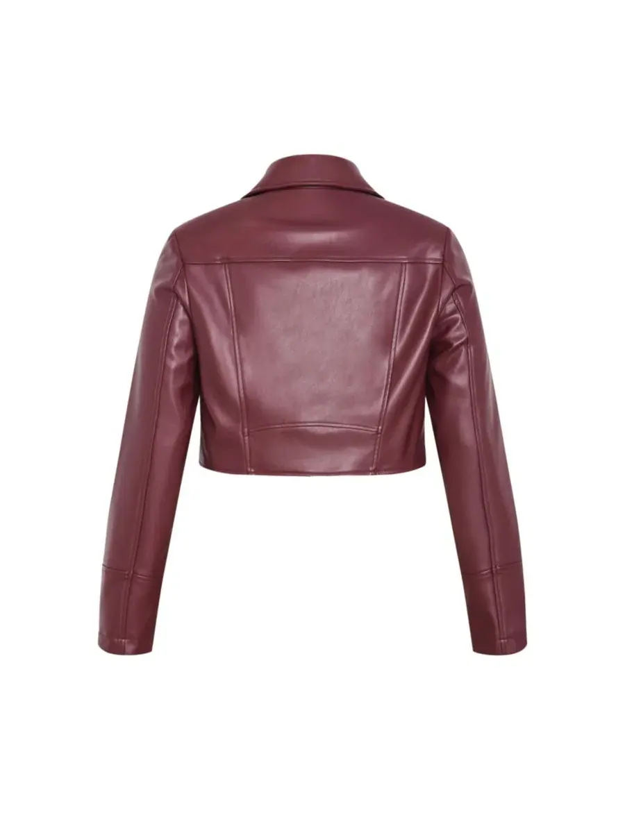 Куртка из искусственной кожи Amira Faux Leather Jacket CITY CHIC — изображение 5 из 5, вишня
