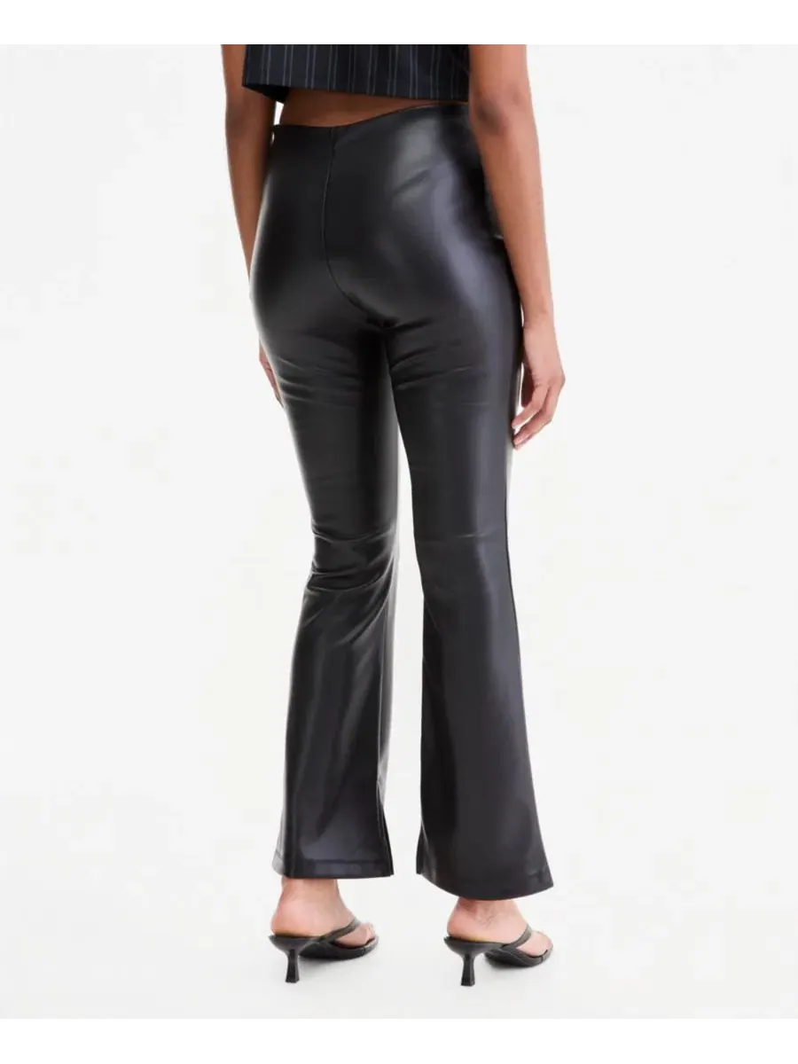 Женские брюки клеш из экокожи с высокой посадкой Bar III — изображение 4 из 4, черный