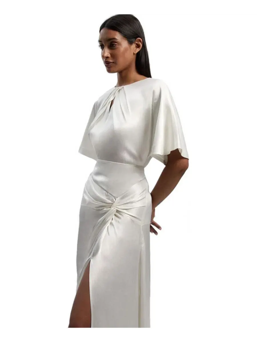 Платье миди из атласа Twist Karen Millen — изображение 2 из 4, белый