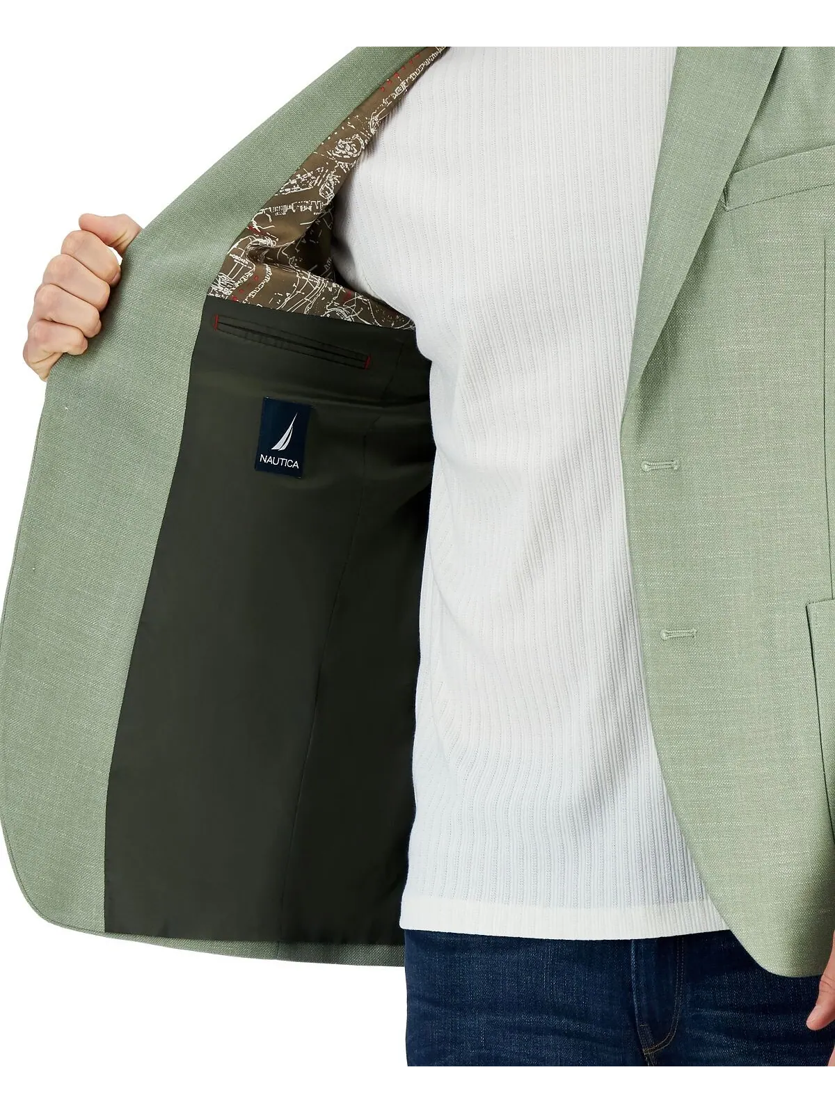 Мужское однотонное спортивное пальто modern-fit active stretch Nautica — изображение 3 из 4, шалфейный