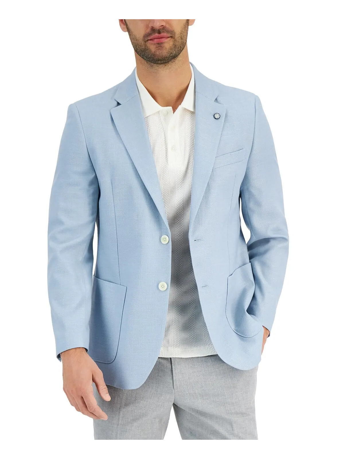 Мужское однотонное спортивное пальто modern-fit active stretch Nautica — изображение 1 из 4, светлый синий