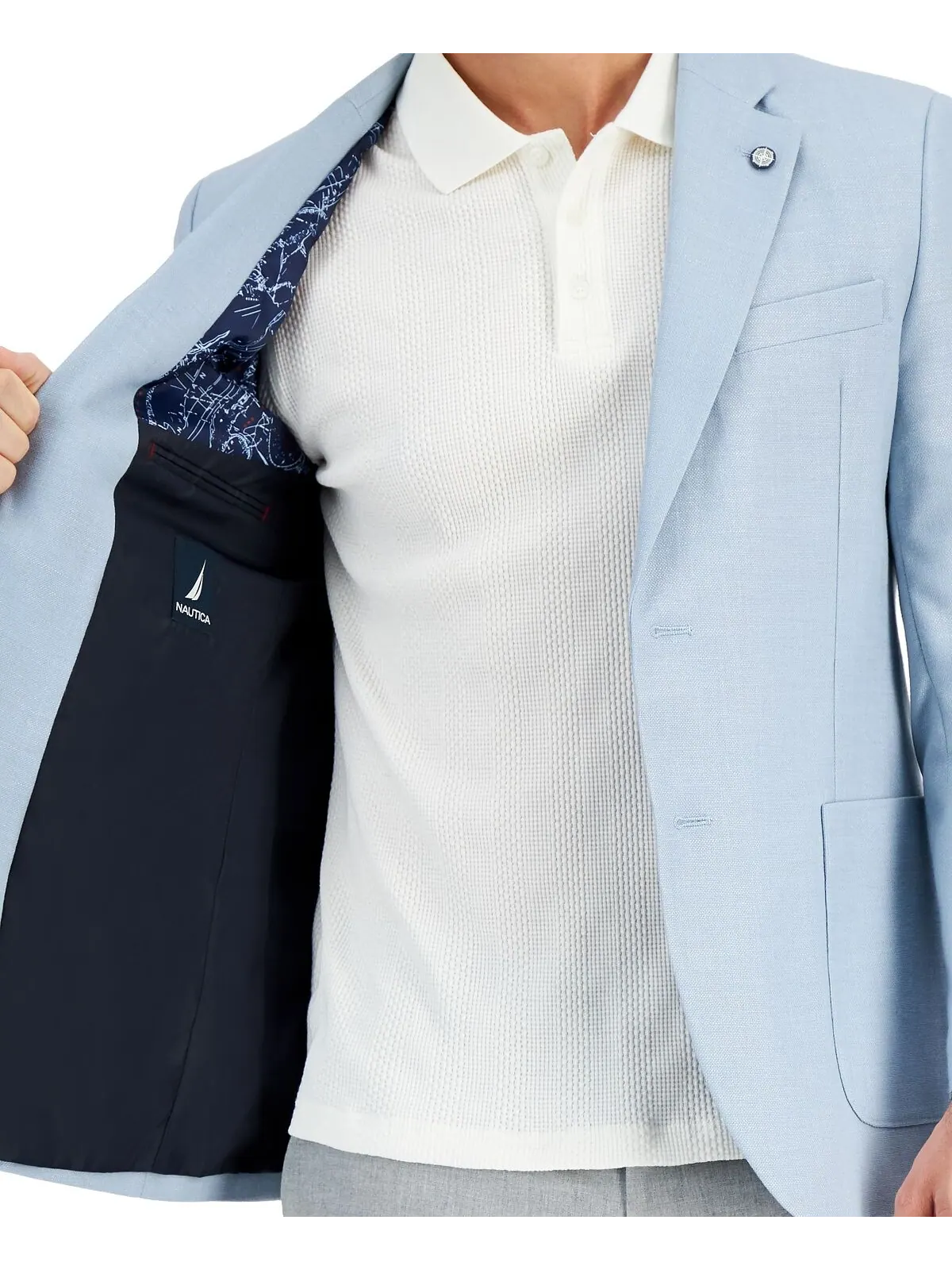 Мужское однотонное спортивное пальто modern-fit active stretch Nautica — изображение 3 из 4, светлый синий