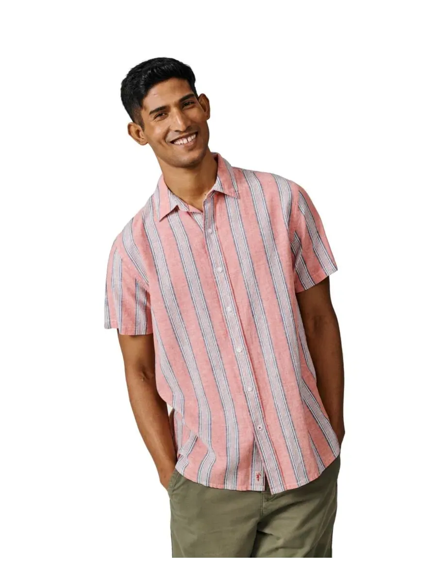Мужская рубашка с коротким рукавом Austin Aubin, Coral Irregular Stripe — изображение 1 из 5