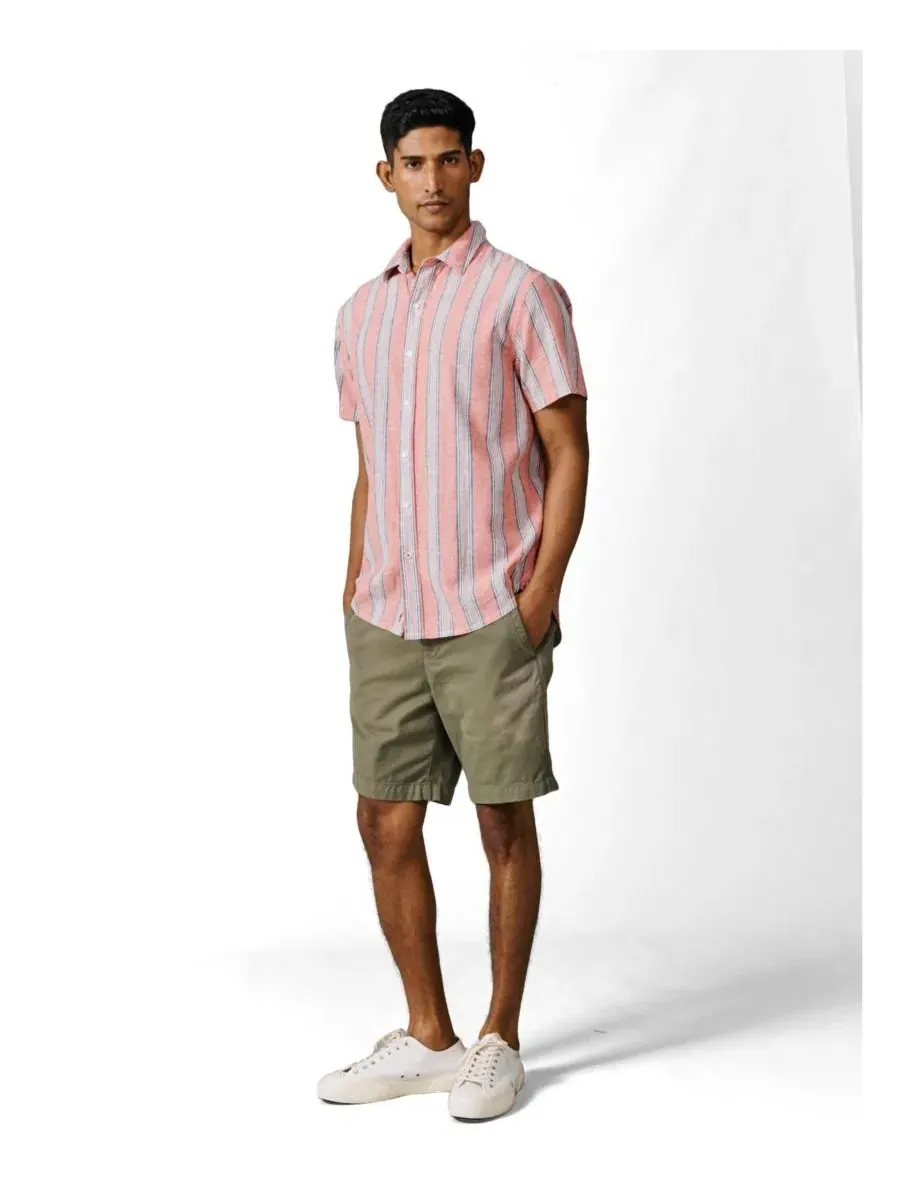 Мужская рубашка с коротким рукавом Austin Aubin, Coral Irregular Stripe — изображение 2 из 5