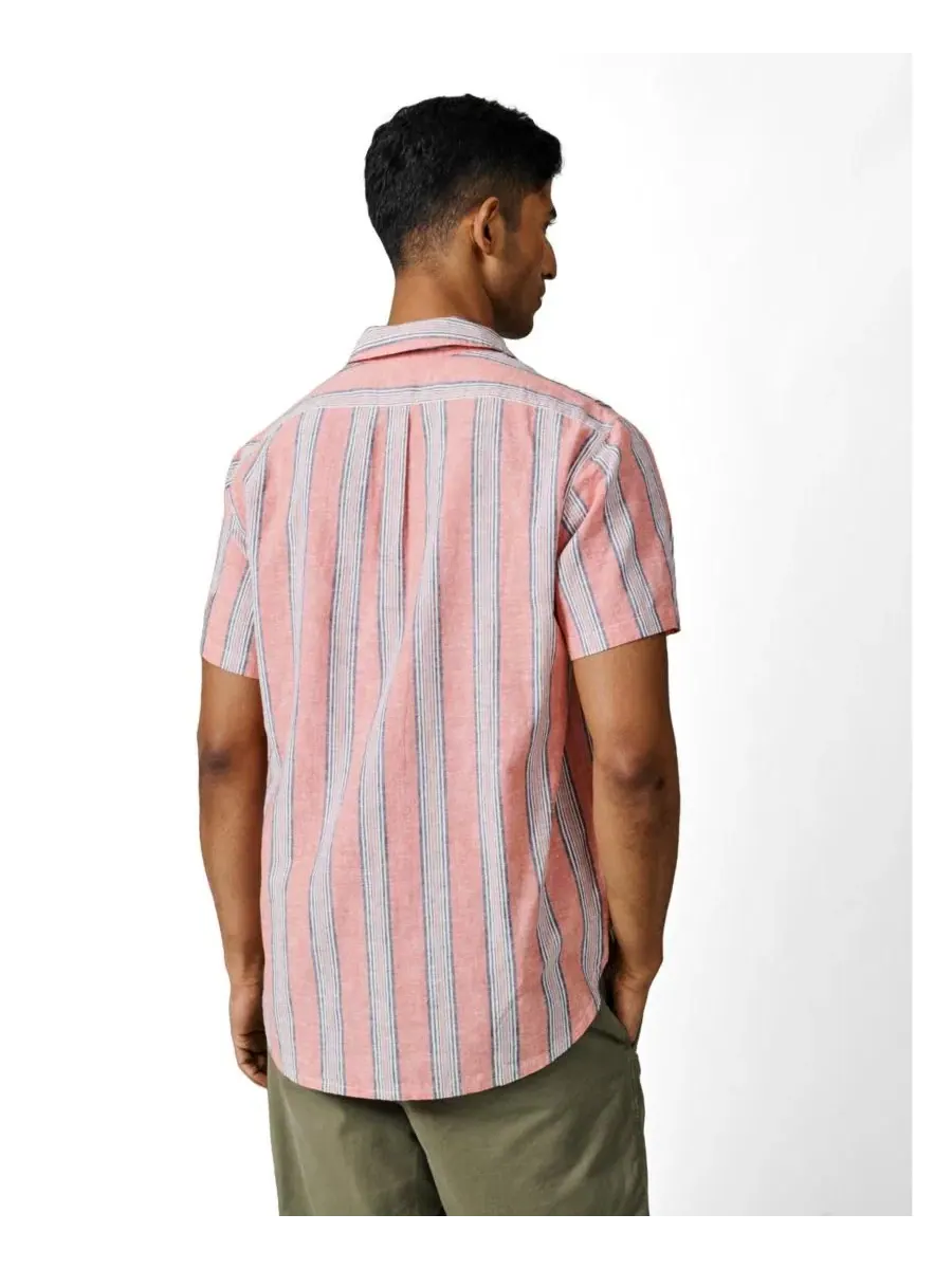 Мужская рубашка с коротким рукавом Austin Aubin, Coral Irregular Stripe — изображение 3 из 5