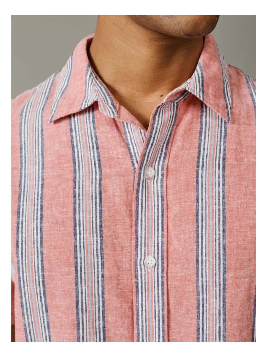 Мужская рубашка с коротким рукавом Austin Aubin, Coral Irregular Stripe — изображение 4 из 5
