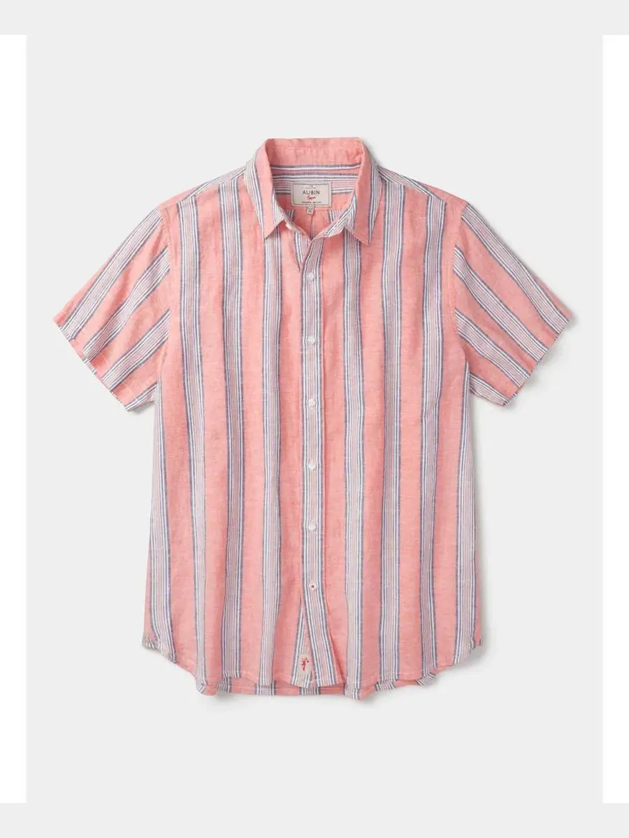 Мужская рубашка с коротким рукавом Austin Aubin, Coral Irregular Stripe — изображение 5 из 5