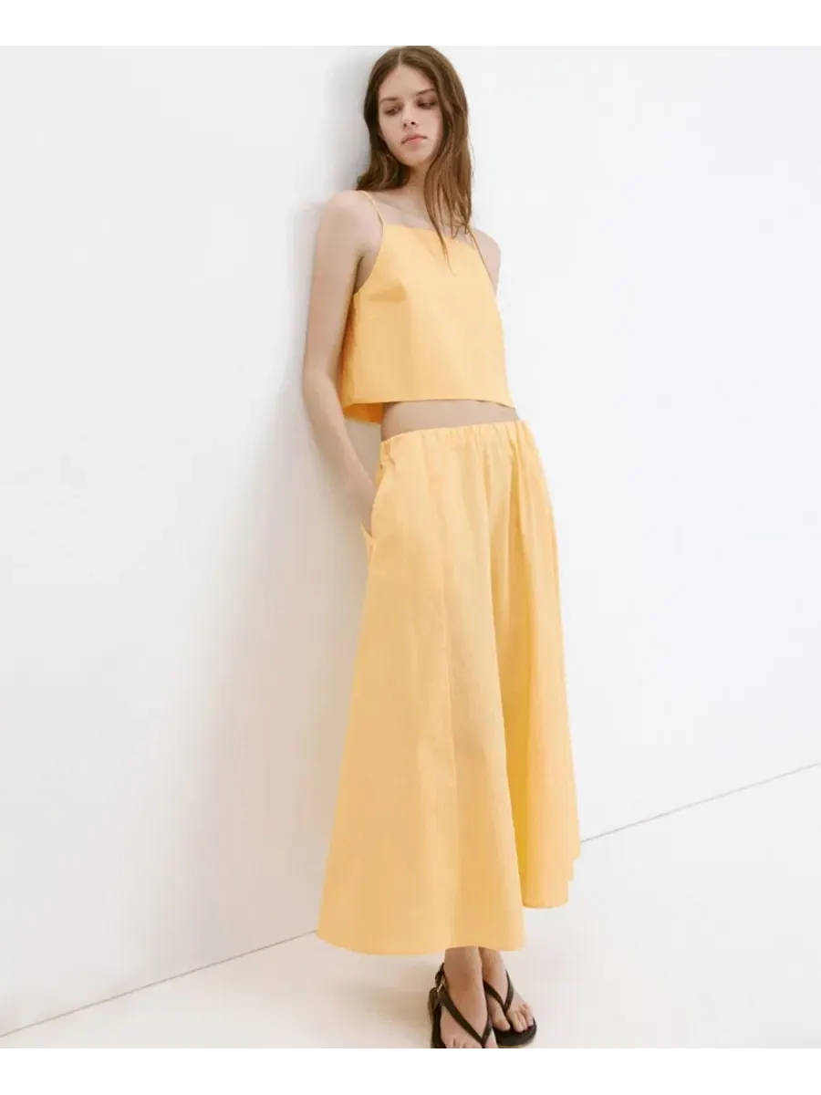 Женский хлопковый топ без рукавов Pastel Yellow MANGO — изображение 2 из 7, желтый